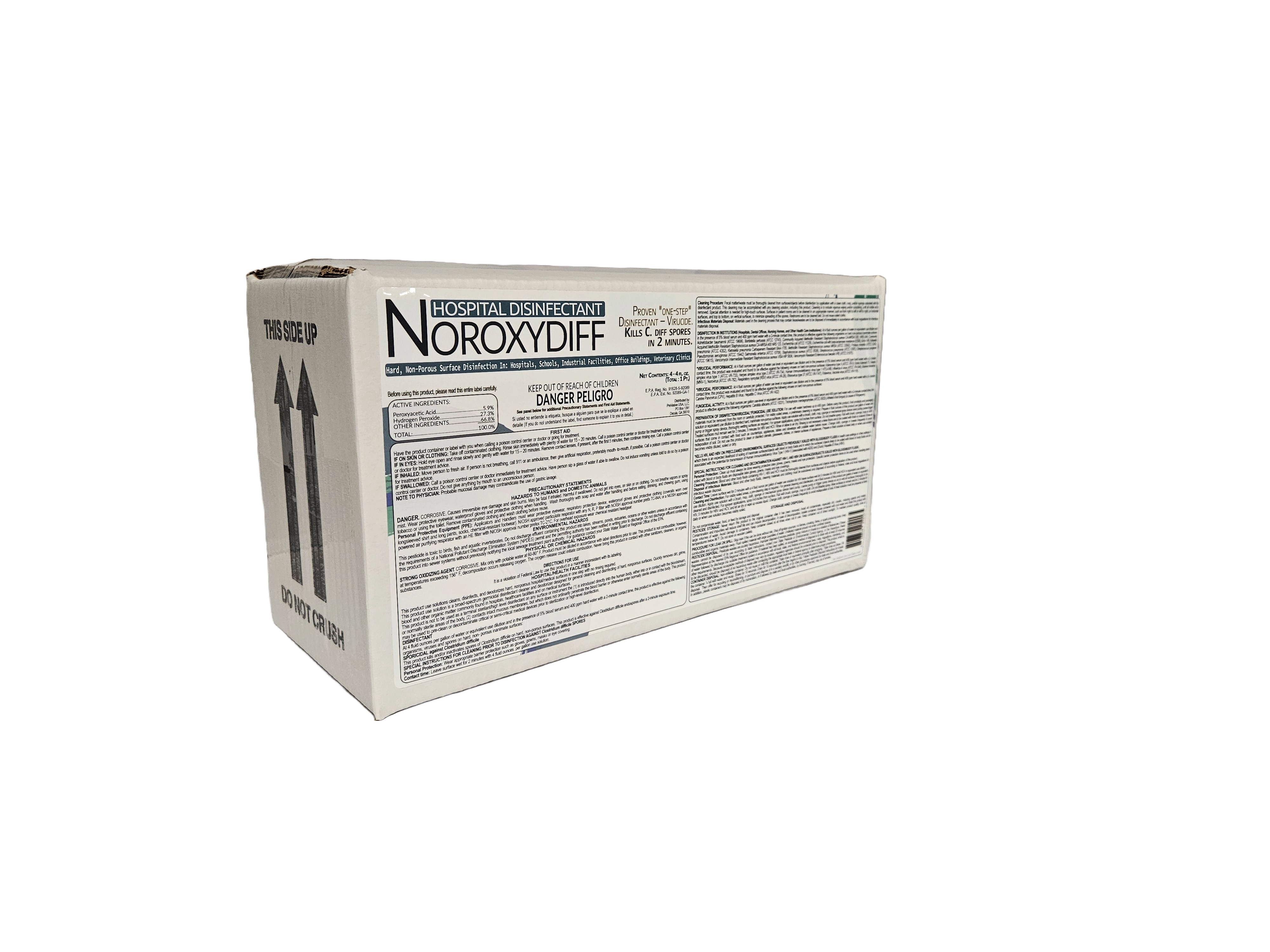 Remove-background-box.png Broad-Spectrum Disinfectant & Cleaner This concentrated, hospital-grade disinfectant is effective in just 2 minutes against Clostridium difficile (C. difficile) spores and other harmful pathogens. Designed for daily use in healthcare environments, it simplifies cleaning and disinfecting by eliminating the need for a separate sporicide.
